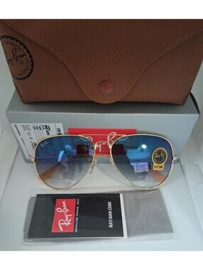 💁🏽‍♂️ Ray-Ban RB3026 Gold Frame Blue Gradient Lens 62mm Sunglasses